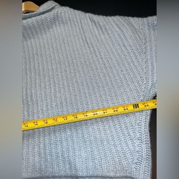 Maeve by Anthropologie Light Blue Cropped Knit Sweater Wool Alpaca Blend Sz. M - Picture 7 of 8